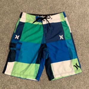 Hurley Men's Color Block Swim Shorts - Blue and Green